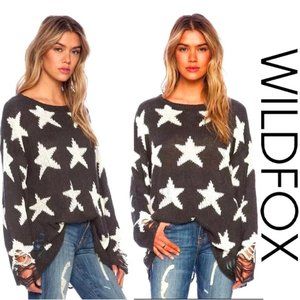 💥ICONIC💥Wildfox Seeing Stars Distressed Lennon Sweater in Vintage Dirty Black